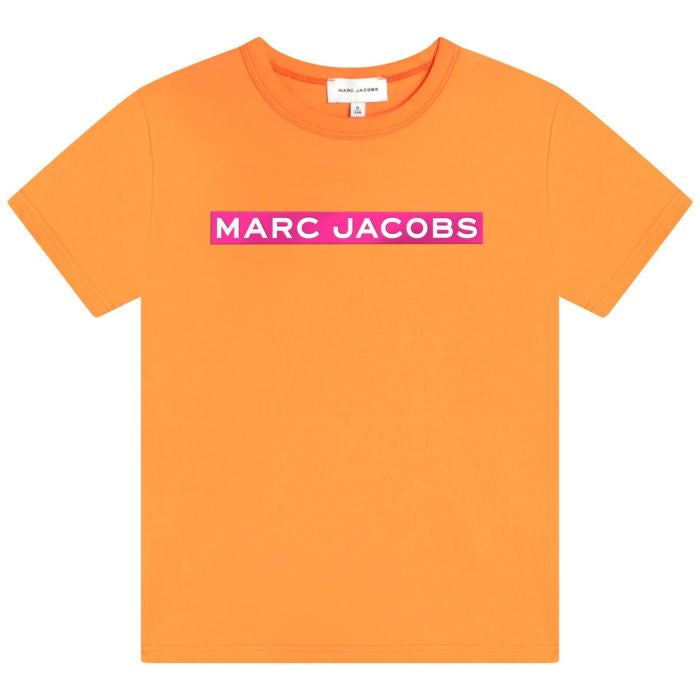 MARC JACOBS Girls Orange and Neon Pink Logo T-Shirt