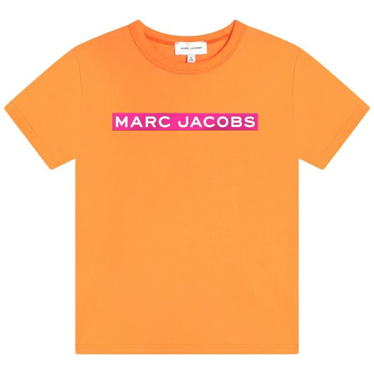 MARC JACOBS Girls Orange and Neon Pink Logo T-Shirt