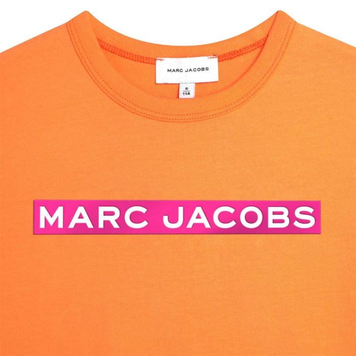 MARC JACOBS Girls Orange and Neon Pink Logo T-Shirt