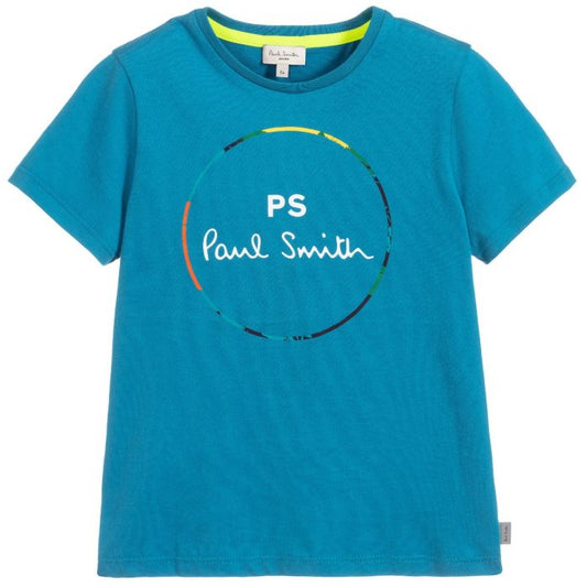 Paul Smith Junior Neon Zebra Boys Teal Cotton T-Shirt