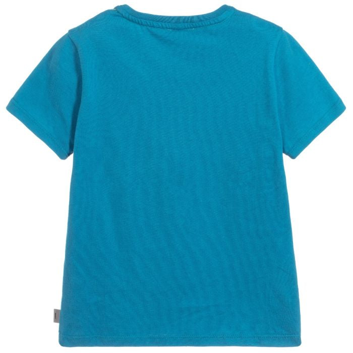 Paul Smith Junior Neon Zebra Boys Teal Cotton T-Shirt