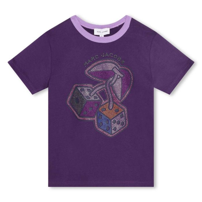 MARC JACOBS Girls Purple Cotton Sparkling Logo T-Shirt