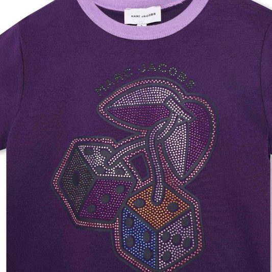 MARC JACOBS Girls Purple Cotton Sparkling Logo T-Shirt