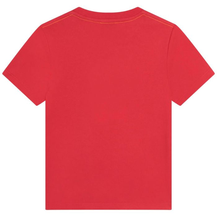 MARC JACOBS Boys White Logo Red Cotton T-Shirt