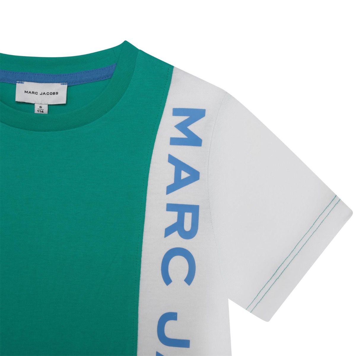 MARC JACOBS Boys Green Cotton White Panel Logo T-Shirt