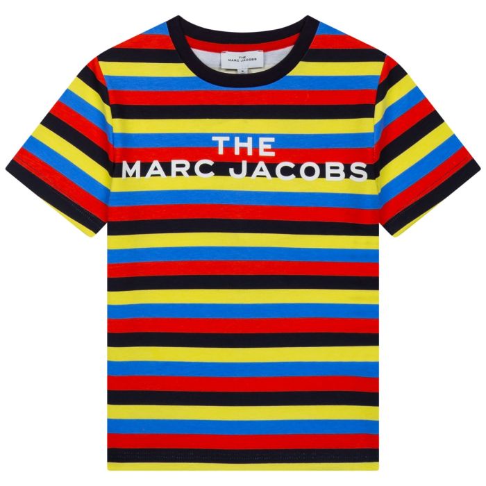 THE MARC JACOBS Boys Multi Coloured Striped Cotton Logo T-Shirt