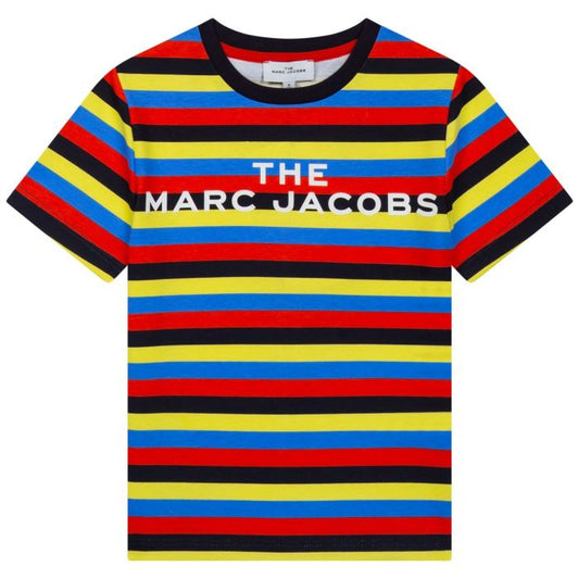 THE MARC JACOBS Boys Multi Coloured Striped Cotton Logo T-Shirt