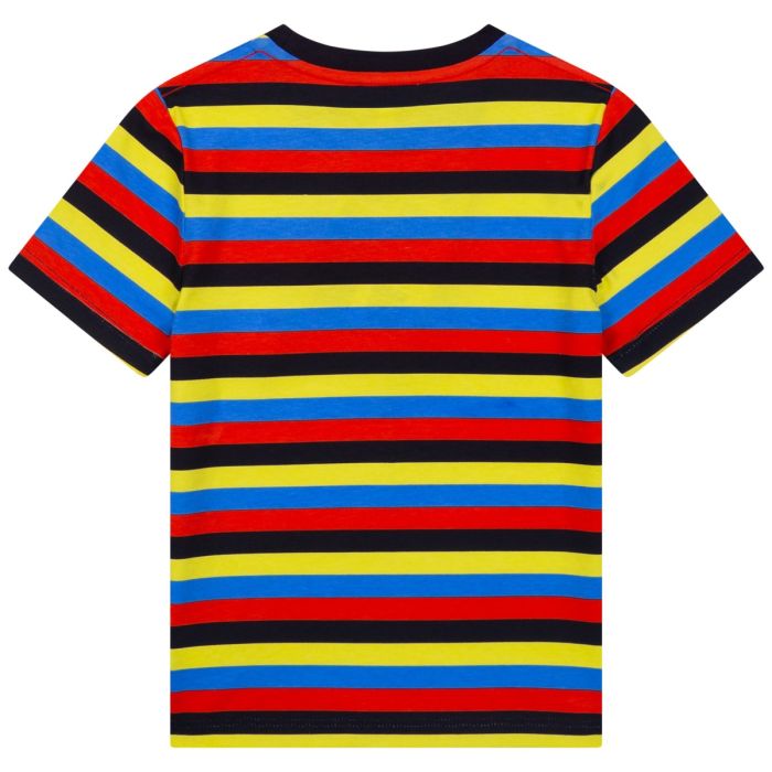 THE MARC JACOBS Boys Multi Coloured Striped Cotton Logo T-Shirt