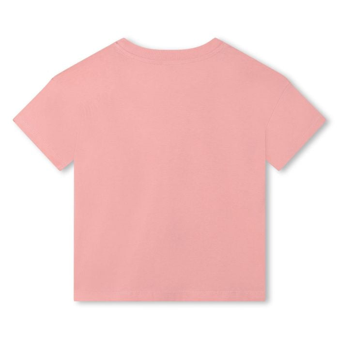 KENZO KIDS Girls Coral Pink Cotton White Logo T-Shirt