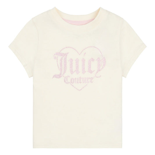 Juicy Couture Girls Cream T-Shirt With Pink Logo