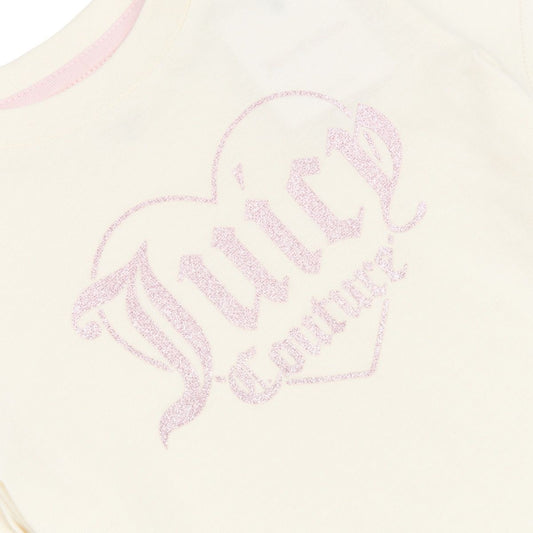 Juicy Couture Girls Cream T-Shirt With Pink Logo