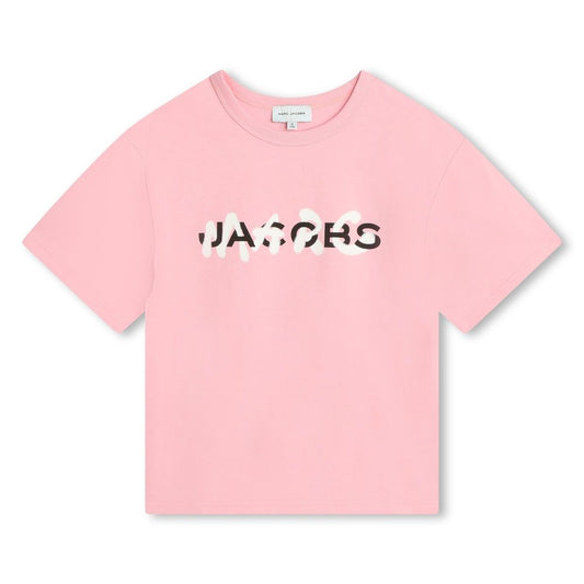 MARC JACOBS GIRLS WASHED PINK GRAFFITI LOGO T SHIRT