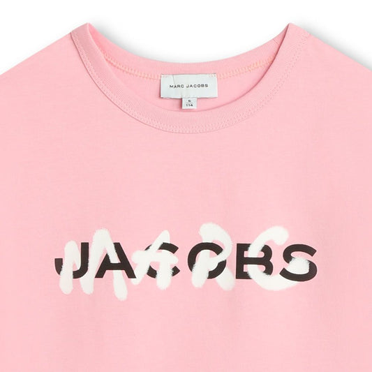 MARC JACOBS GIRLS WASHED PINK GRAFFITI LOGO T SHIRT