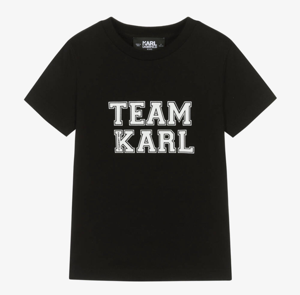 KARL LAGERFELD KIDS Boys Black Cotton Team Karl T-Shirt