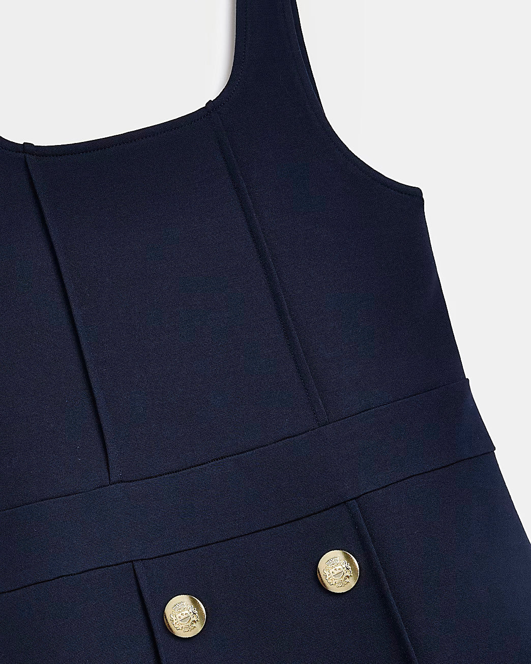 River Island Girls navy button detail pinafore dress