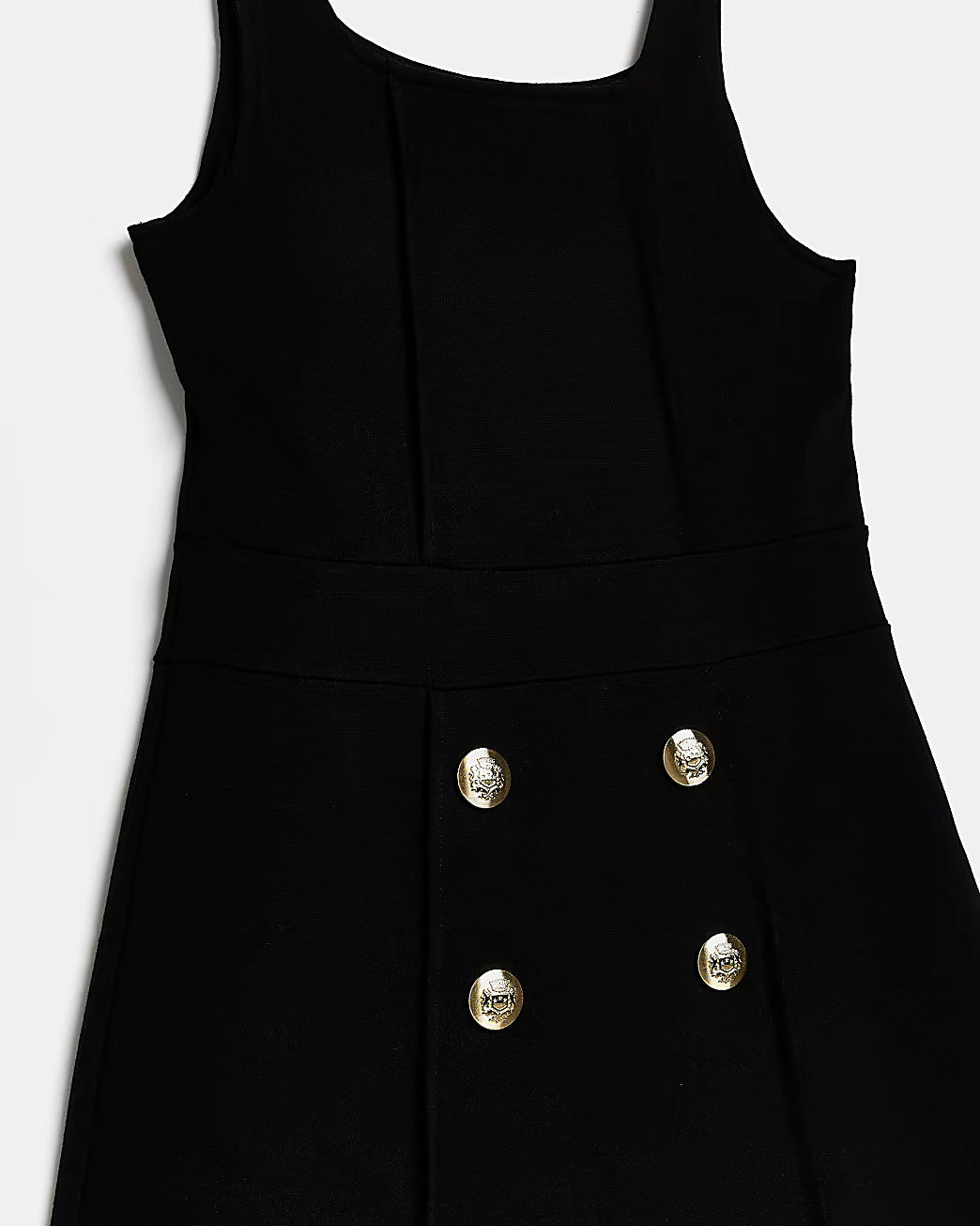 River Island Girls black gold button pinafore dress