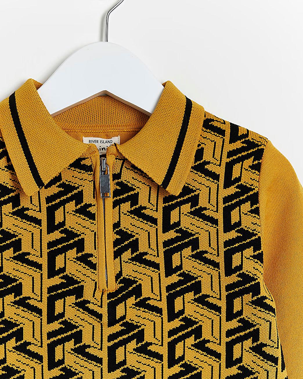 River Island Mini boys yellow printed polo