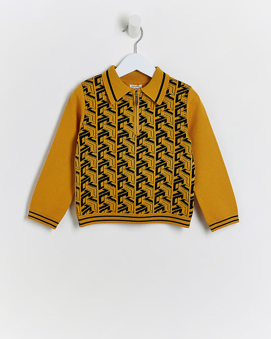 River Island Mini boys yellow printed polo