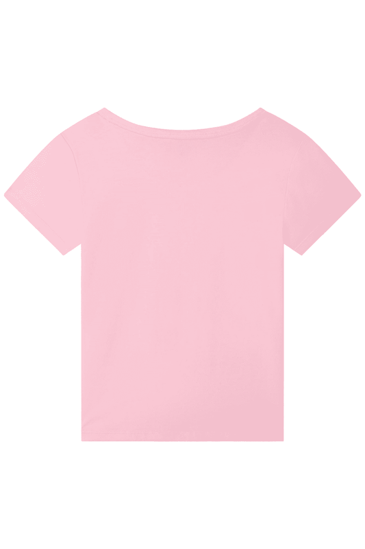 MICHAEL KORS Girls Sequin Heart Logo T-shirt in Pink