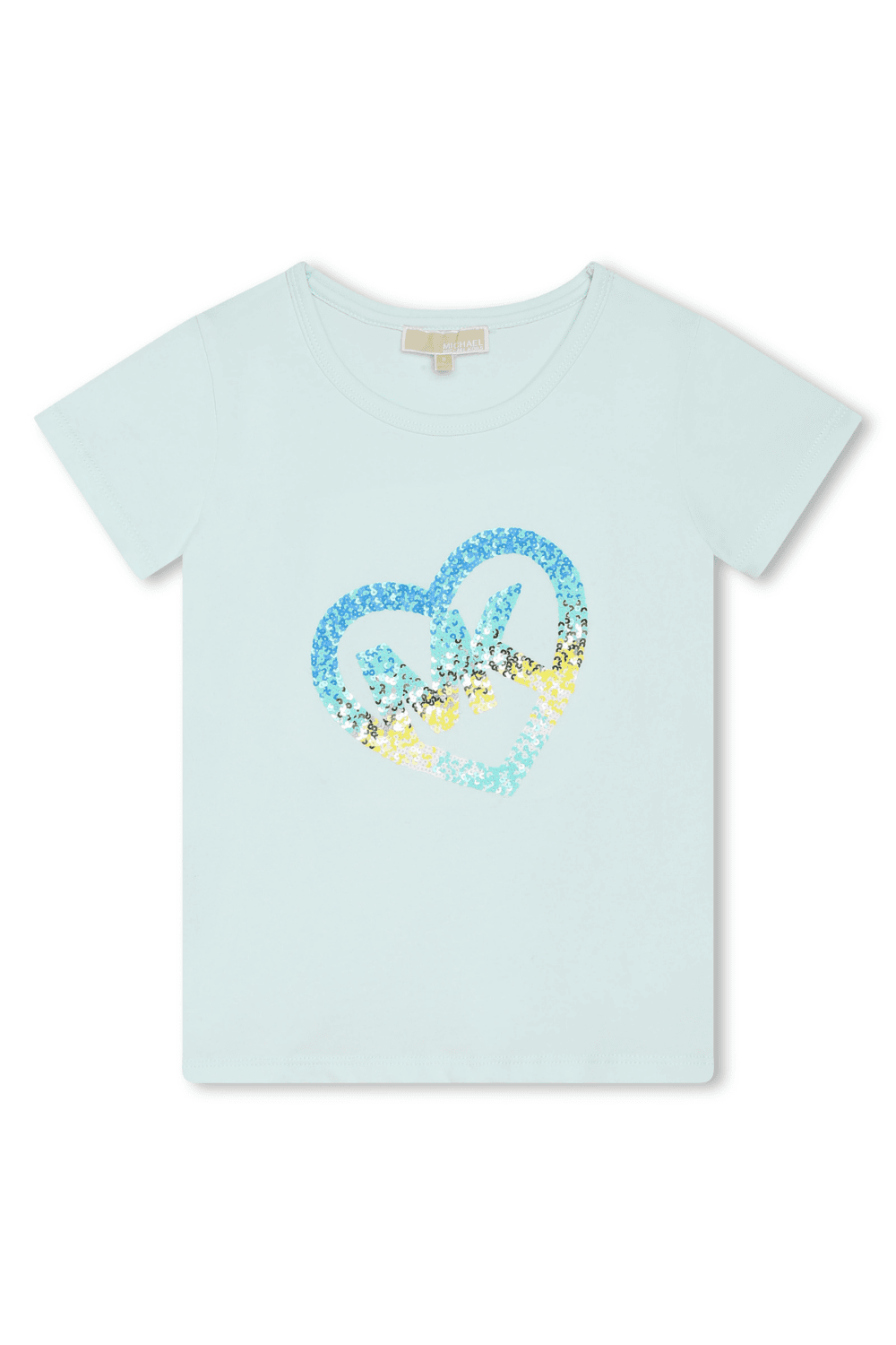 MICHAEL KORS Girls Sequin Heart Logo T-shirt in Blue