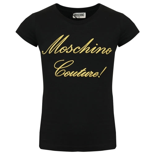 Moschino Black & Gold Logo Short Sleeve T Shirt