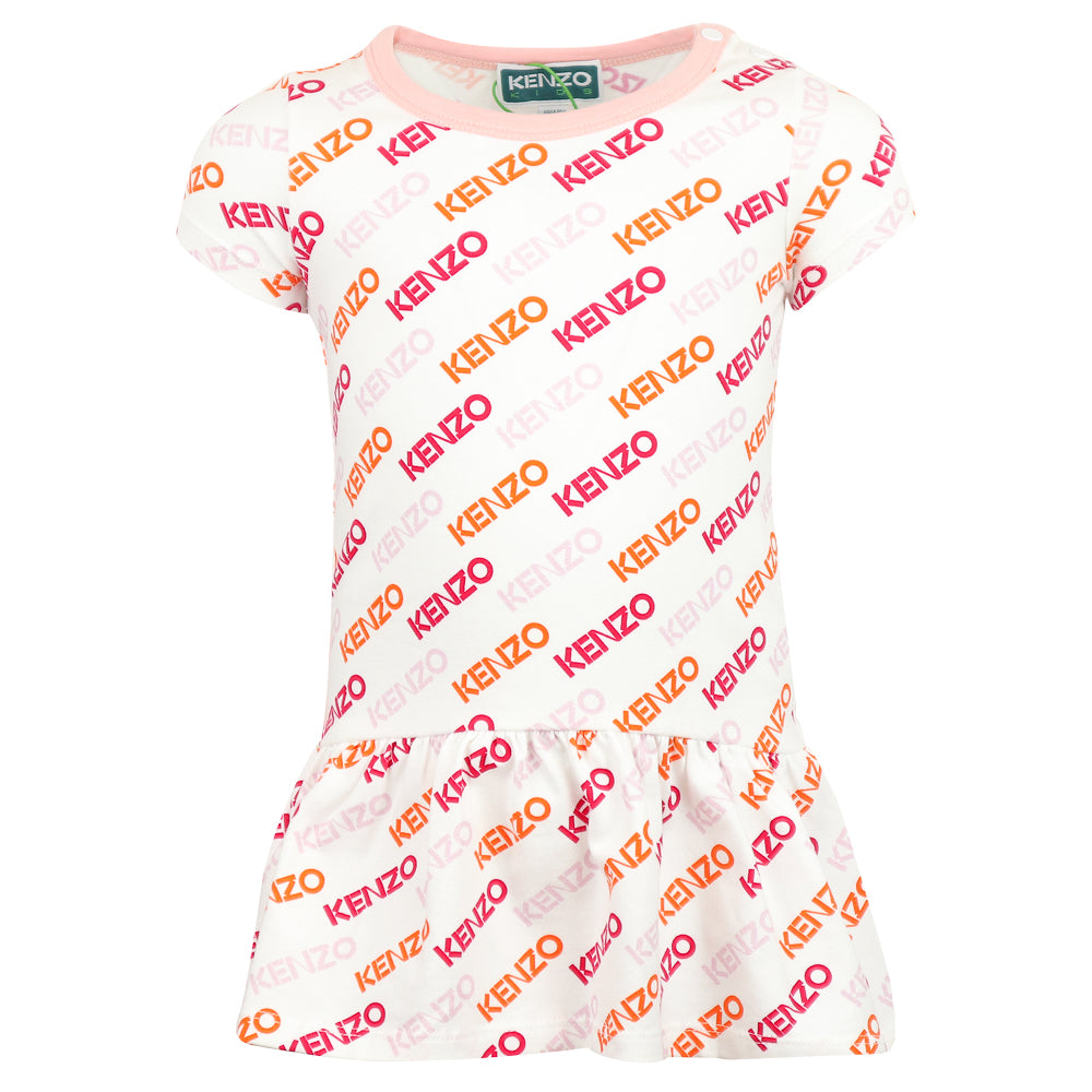 Kenzo White Repeat Logo Baby Girls Dress