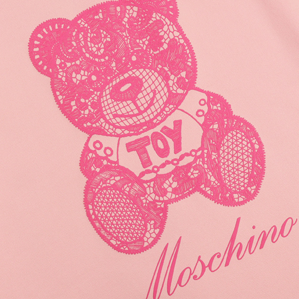 Moschino Pink Lace Print Teddy Dress