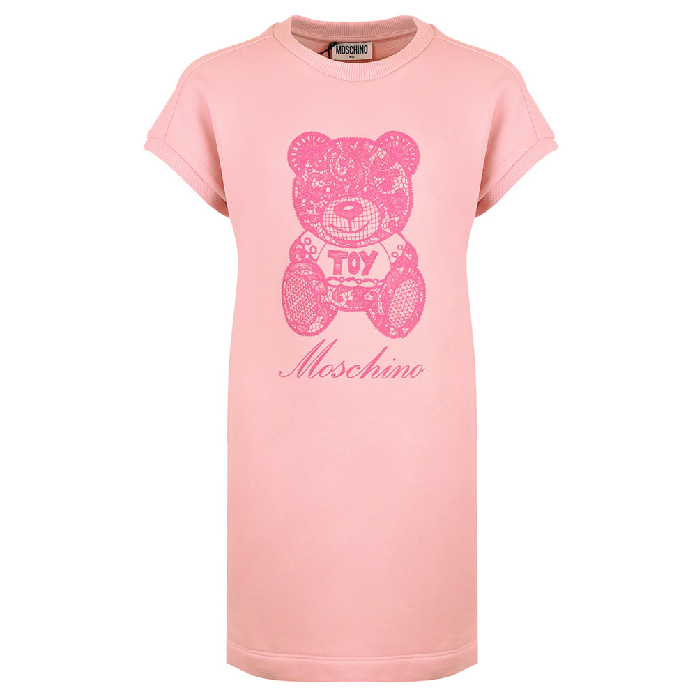 Moschino Pink Lace Print Teddy Dress