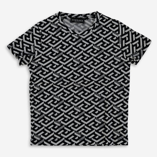 VERSACE Black & White Patterned T Shirt