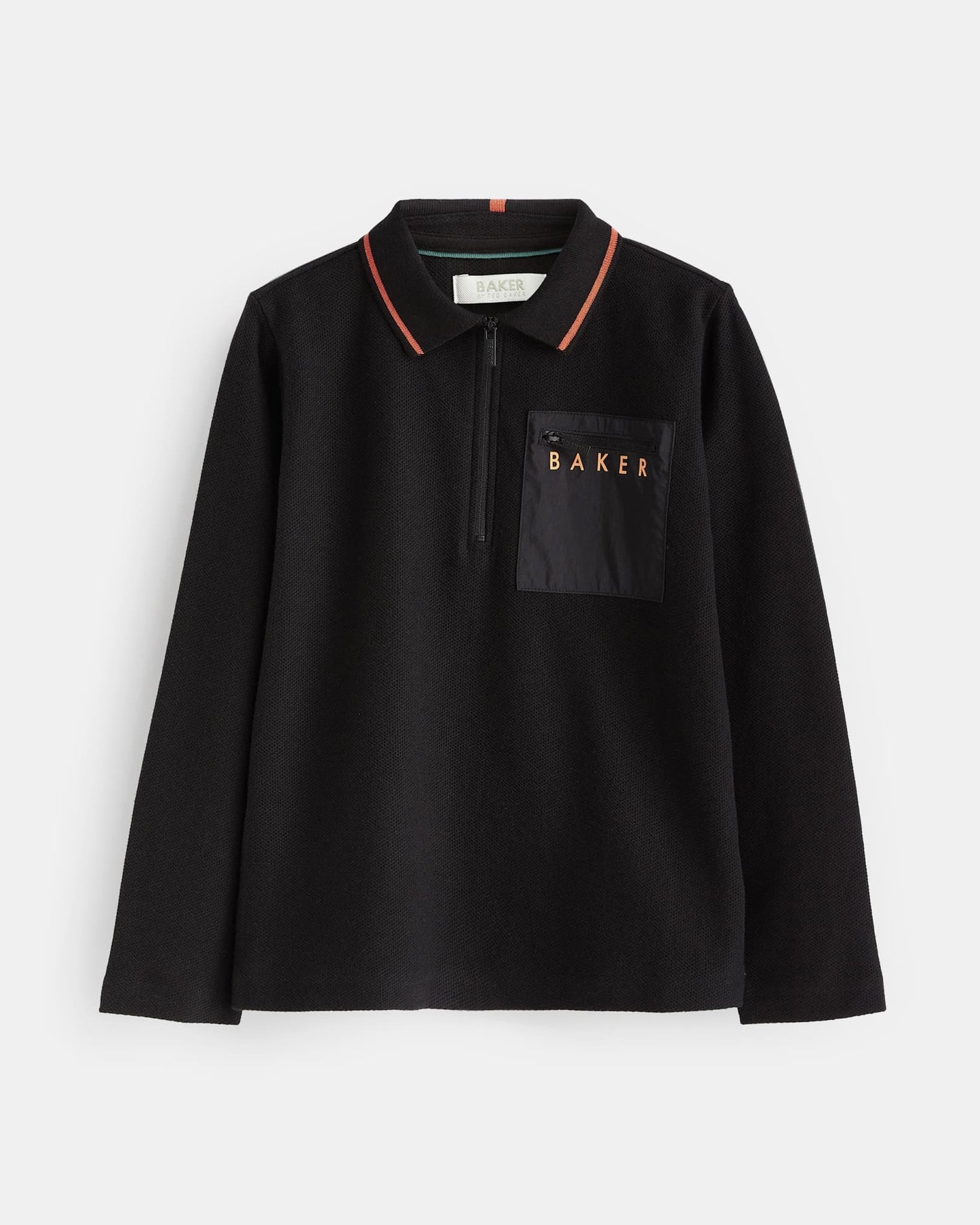 Ted Baker Black Long Sleeve Zip Polo Shirt