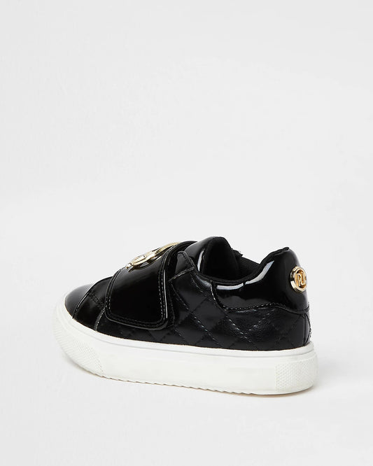 Mini girls black Riverisland quilted plimsoles