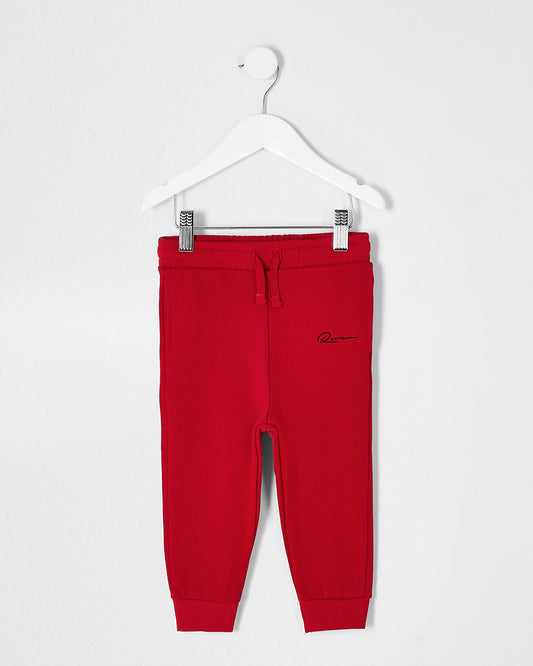 Mini boys red 'River' printed joggers