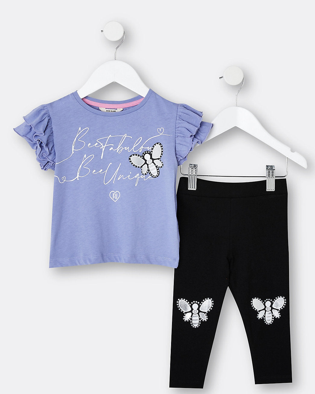 Mini girls blue 'Bee Unique' t-shirt outfit