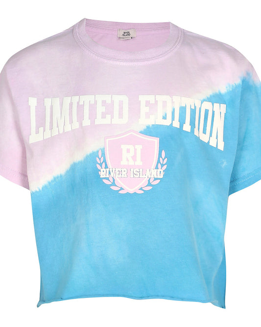 Girls blue washed tie dye t-shirt