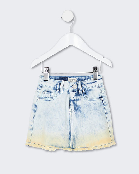 Mini girls blue dip dye skirt