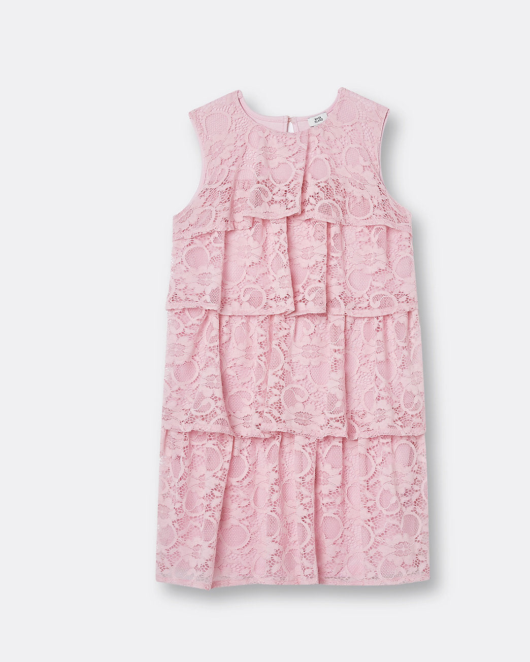 Girls pink lace frill dress