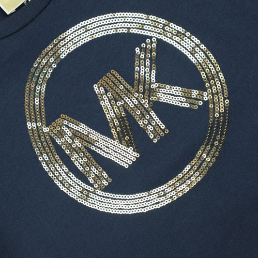 MK Navy Short Sleeve Sequin Logo T Shirt