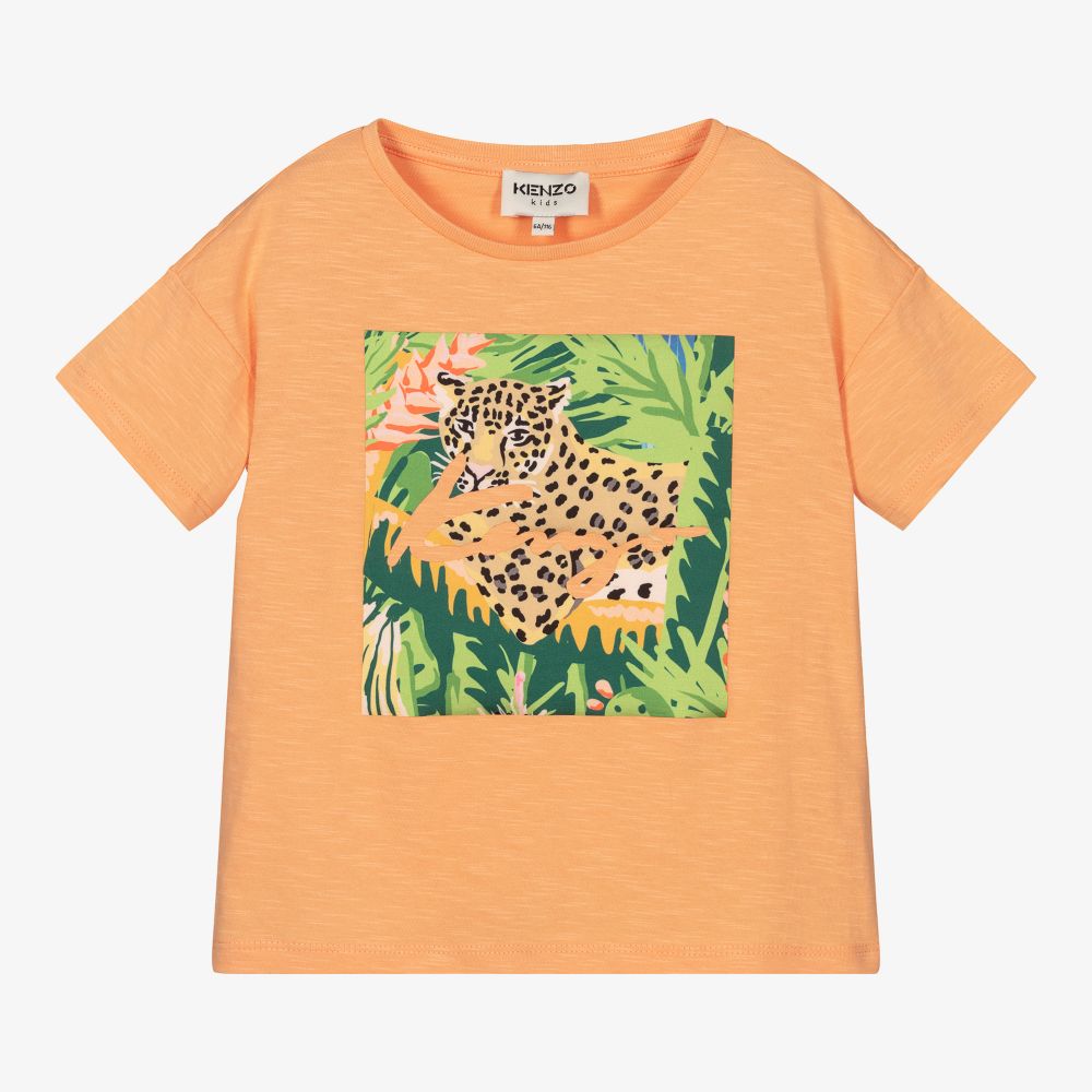 KENZO KIDS Girls Orange Tropical T-Shirt