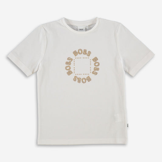 HUGO BOSS White Glitter Logo T Shirt