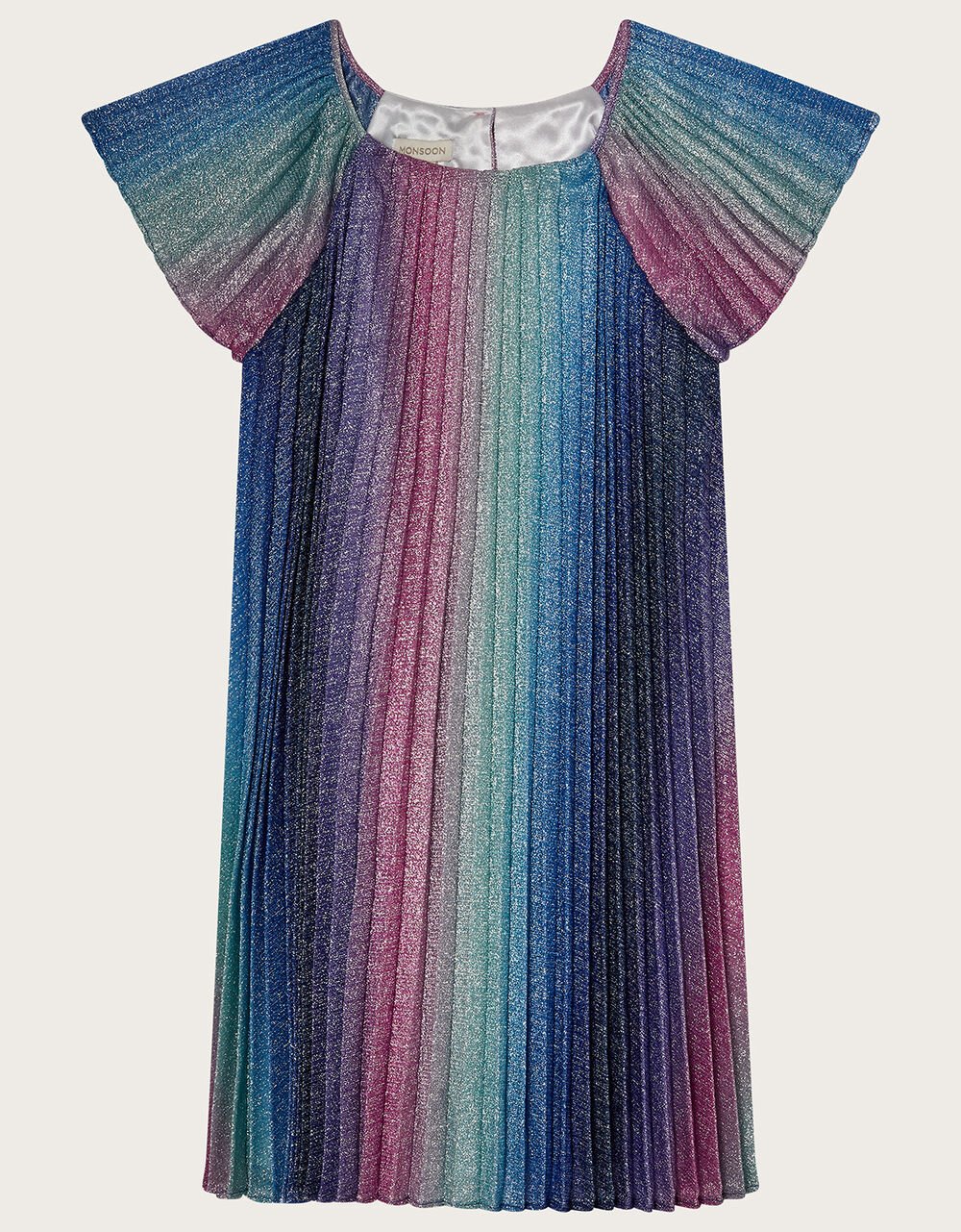 Monsoon Ombre Rainbow Pleated Dress Multi