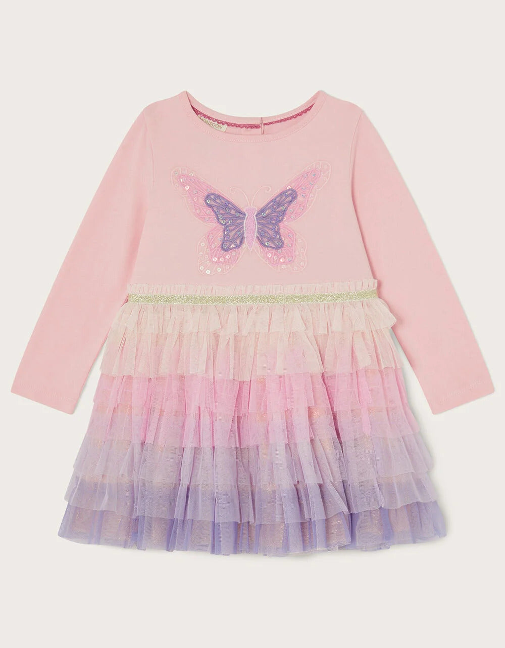 Monsoon Baby Butterfly Ombre Disco Dress Pink