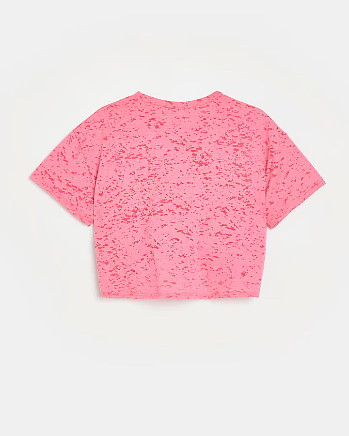 River Island Girls coral embellished t-shirt