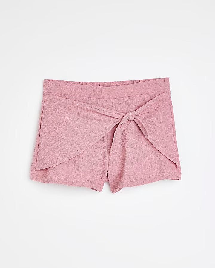 River Island Girls pink wrap front shorts