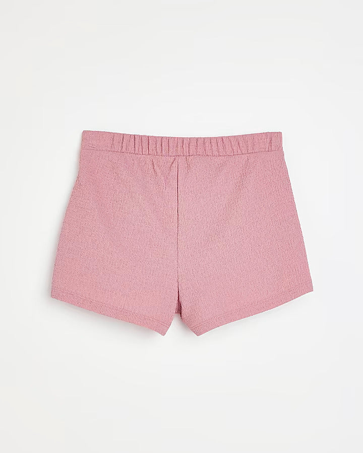 River Island Girls pink wrap front shorts