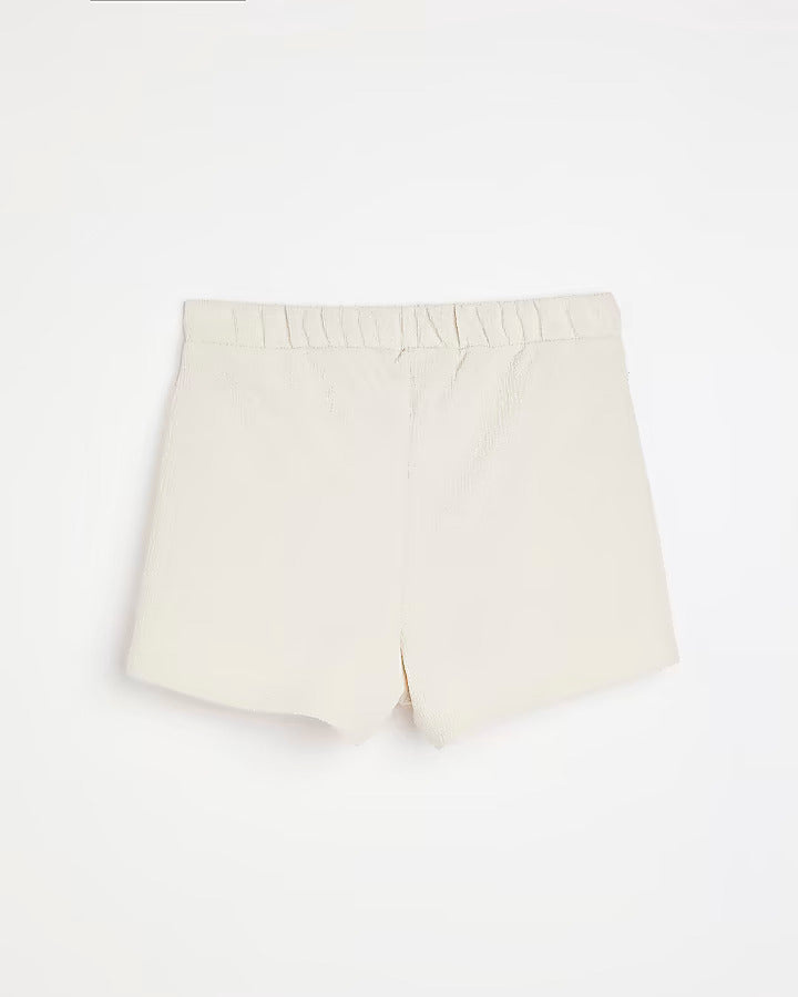 River Island Girls cream wrap front shorts