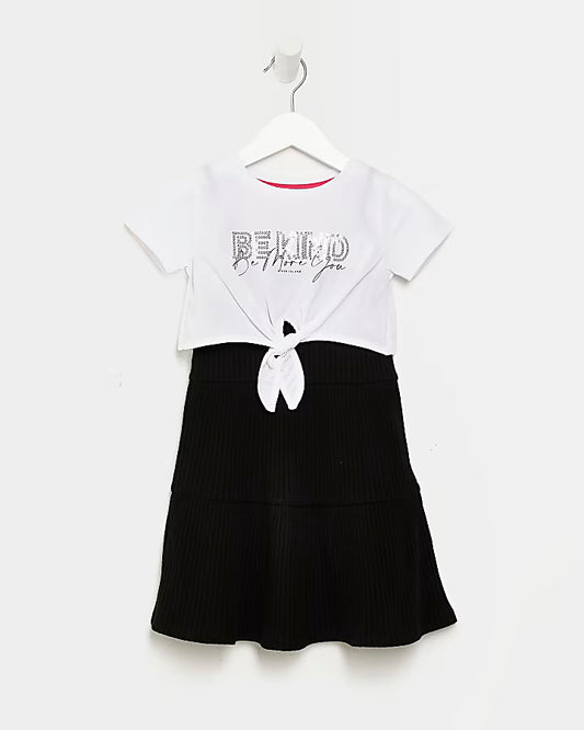 River Island Girls white rib t-shirt dress