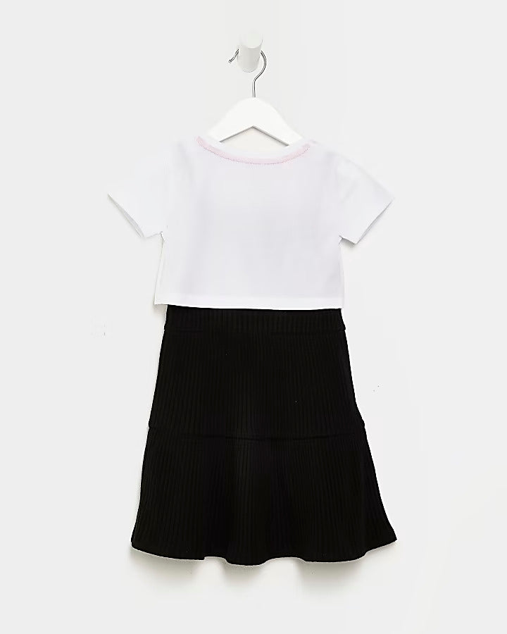 River Island Girls white rib t-shirt dress