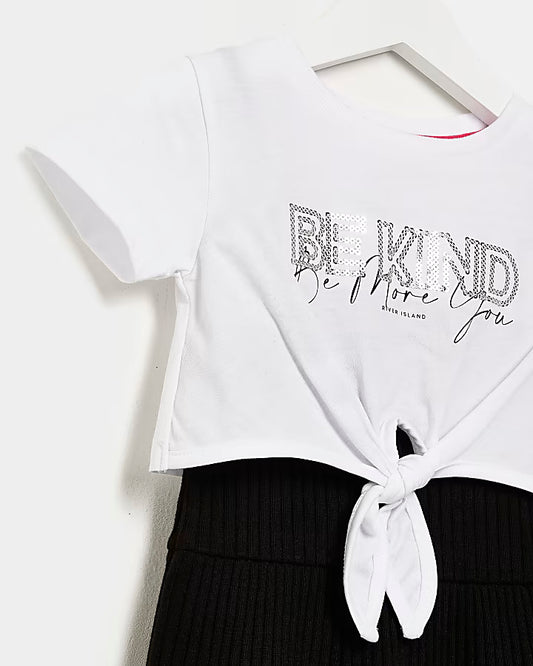 River Island Girls white rib t-shirt dress