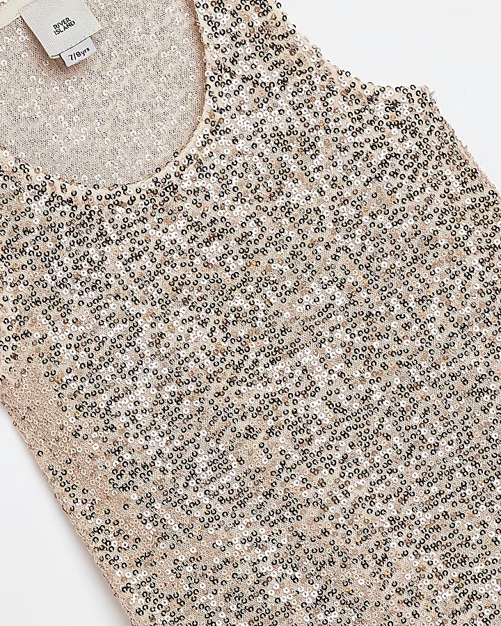 River Island Girls gold sequin cami top