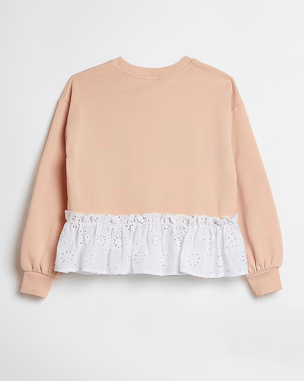 River Island Girls pink broderie sweatshirt